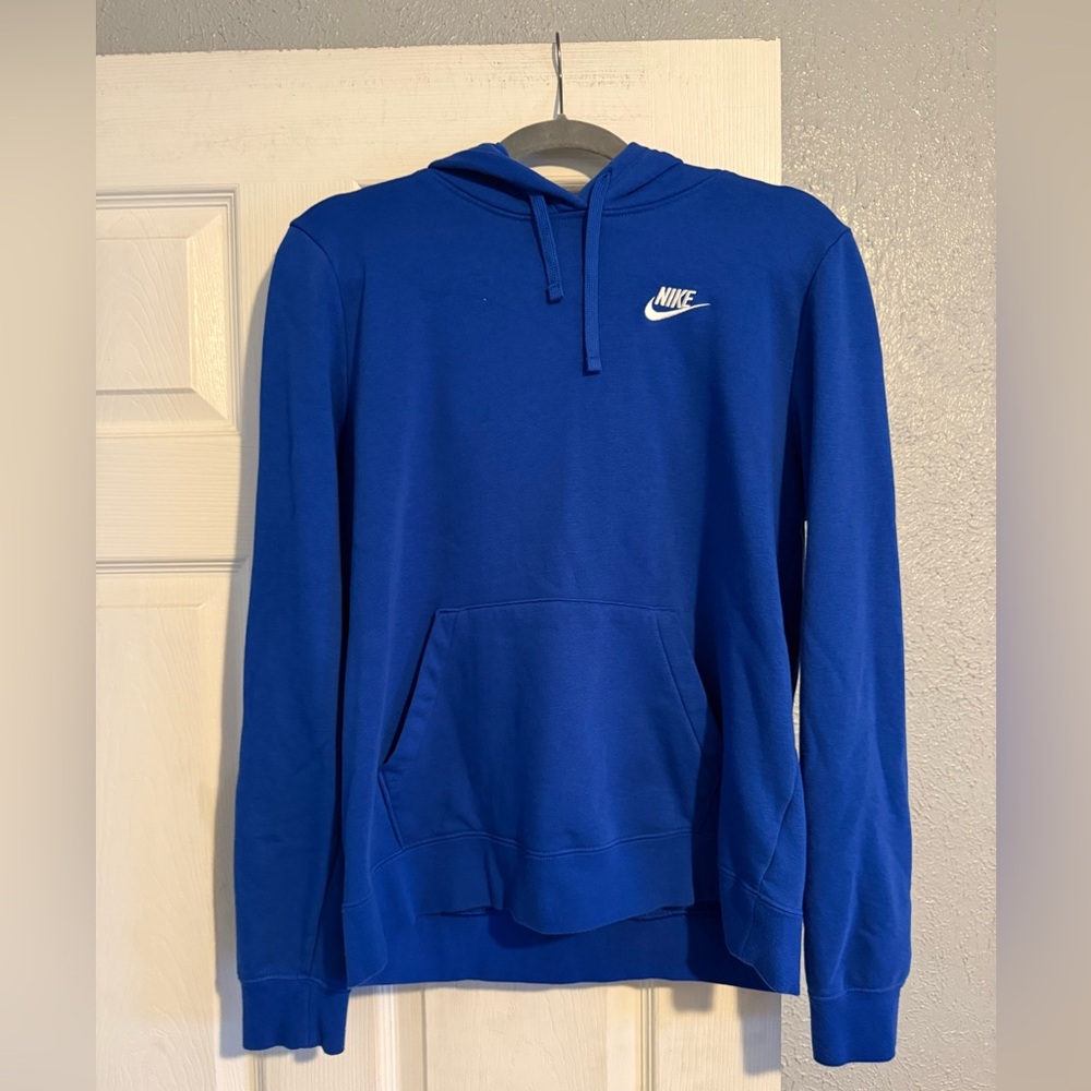 Nike Blue Hooded Sweatshirt with White Swoosh